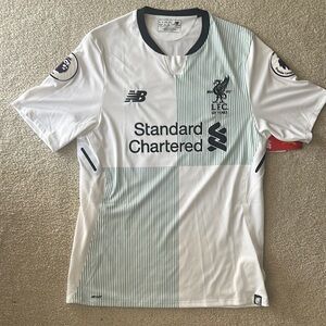 New Balance White and Green Liverpool FC Men's Shirt 2017/18 anniversary kit